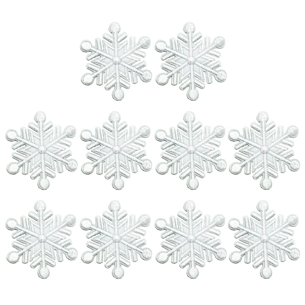 

10 Pcs DIY Snow Cloth Stickers Creative Patch Sew Patches Christmas Hole Filling Clothing Decor Snowflake Repair