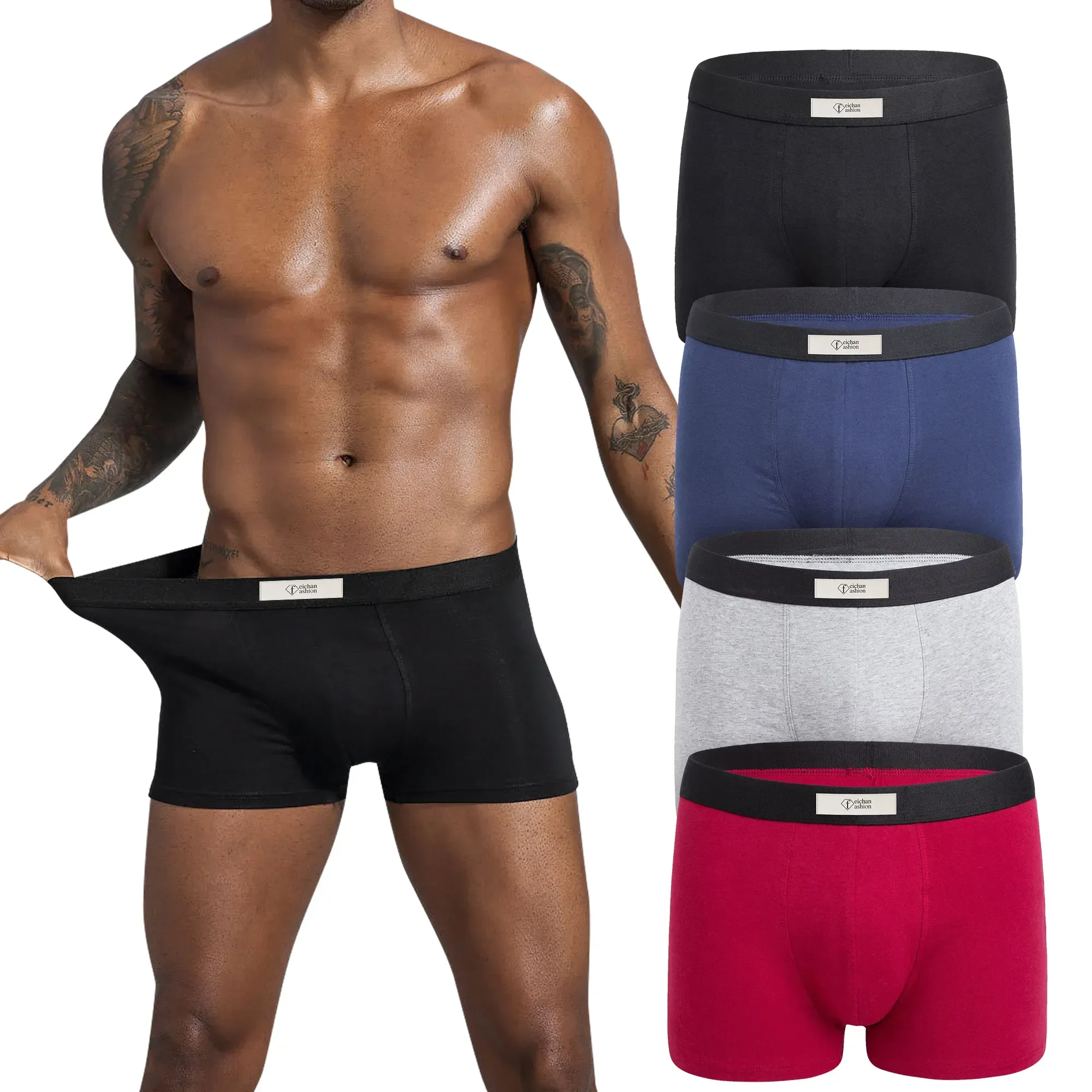 

Boxer Gift Short Moisture-wicking Multi Underwear 4-pc Briefs men Cotton Pouch Underpants for Box pack Men's Briefs-trunks-boxer