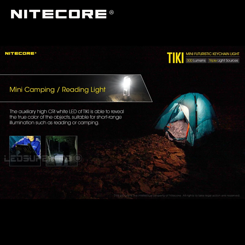 NITECORE TIKI LE Rechargeable Keychain Light TIKI GITD 300 Lumens MINI futuristic LED Flashlight images - 6