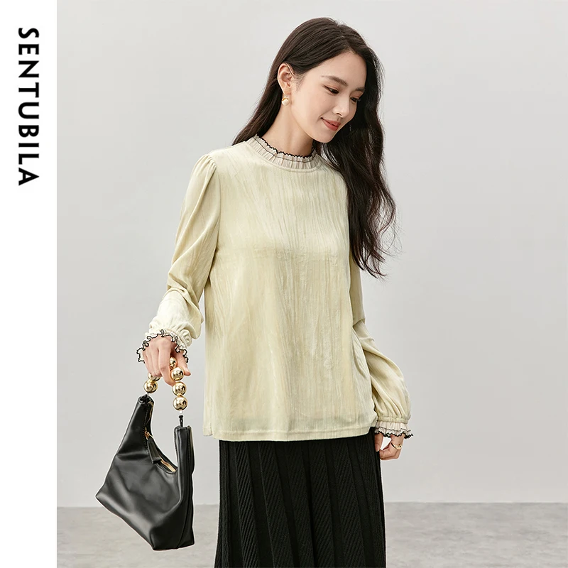 SENTUBILA пуловеры с оборками для женщин осень-зима 2023 повседневные элегантные