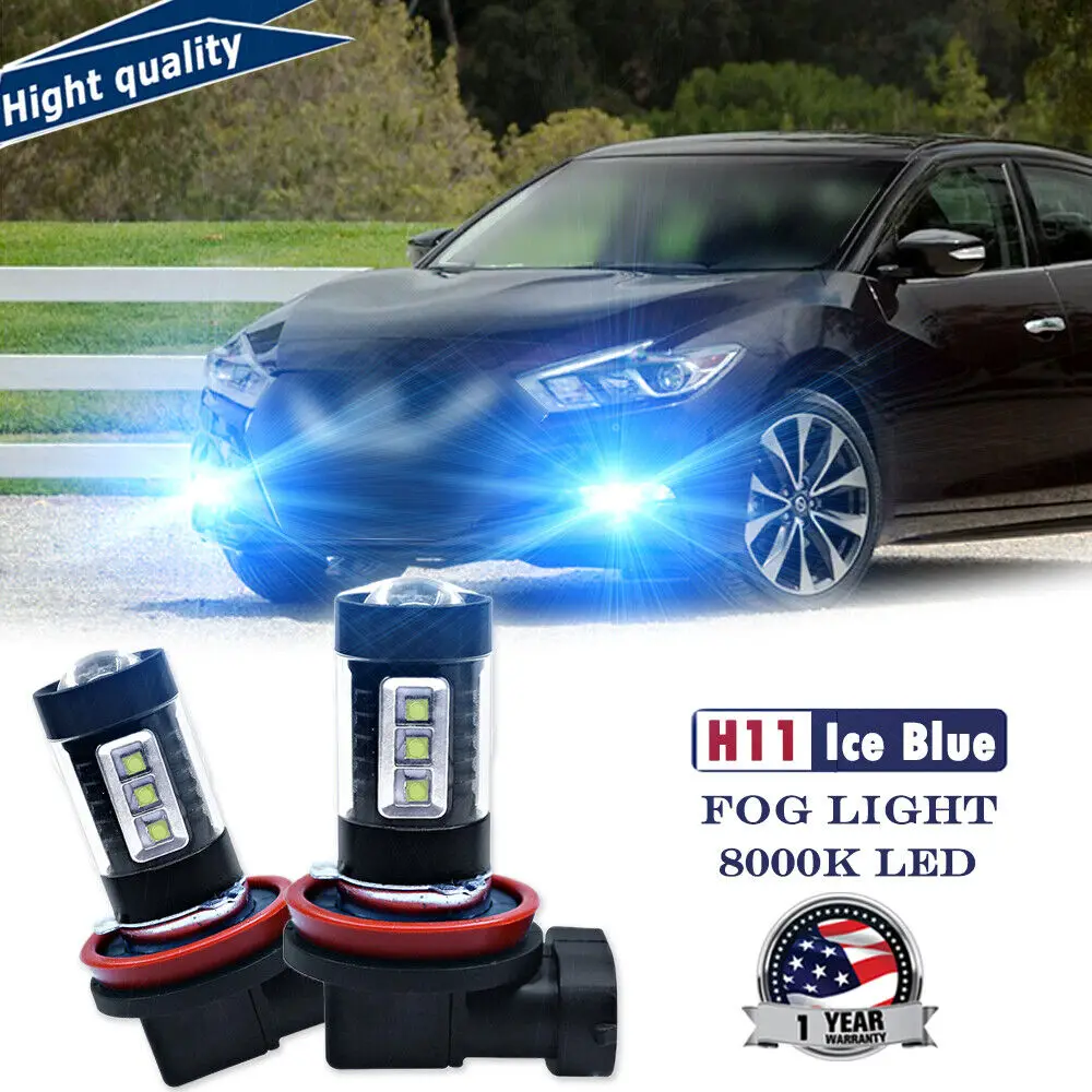 

80W 8000K H11 H8 H9 Upgrade 16-SMD LED Fog Light Bulbs For 16-18 Nissan Maxima