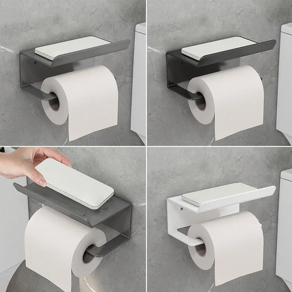 

Wall Mount Paper Towel Holder Adhesive Paper Shelf Easy To Install Toilet Paper Holders for Kitchen Bathroom Shower