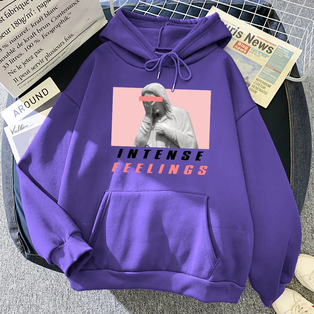 

Pink Stone Sculpture Intense Feelings Clothing Mens Cartoon Fashion Tracksuit Crewneck Loose New Fleece Pullover Mans Hoodie
