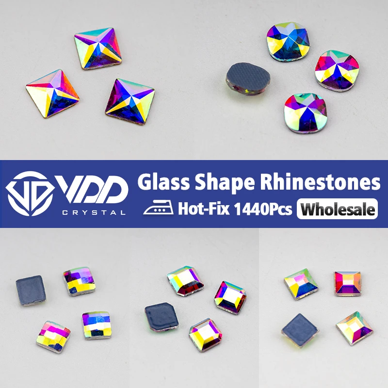 

VDSM оптовая продажа 1440 шт. квадратные стеклянные искусственные кристаллы AB с плоской задней стороной Горячая фиксация Стразы Форма 3D камни для искусственных ногтей