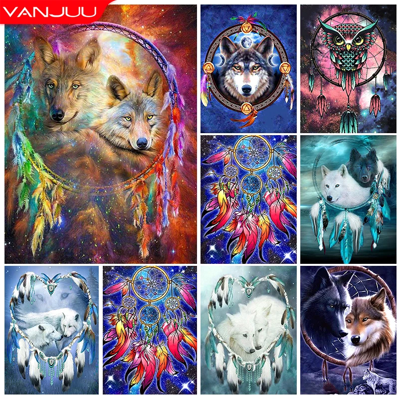 

Wolf Pictures 5D Diamond Painting Animals Diamond Art Mosaic Fantasy Wolf Totem Full Rhinestone Embroidery DIY Home Wall Decor