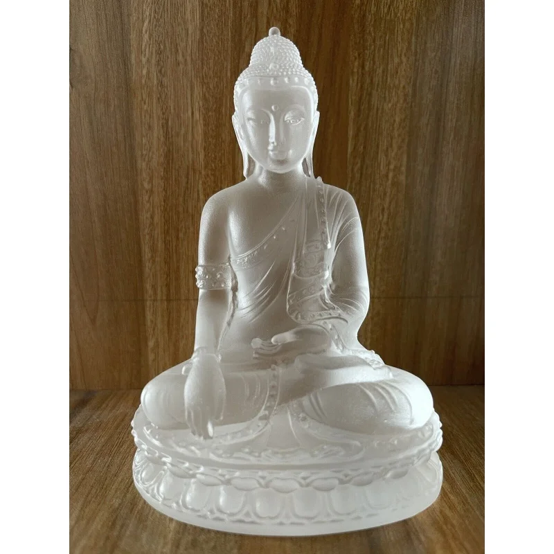 

White Color Pate-de-verre Shakya City Railway Buddha Statue Crystal Sculpture Art Glass Statue