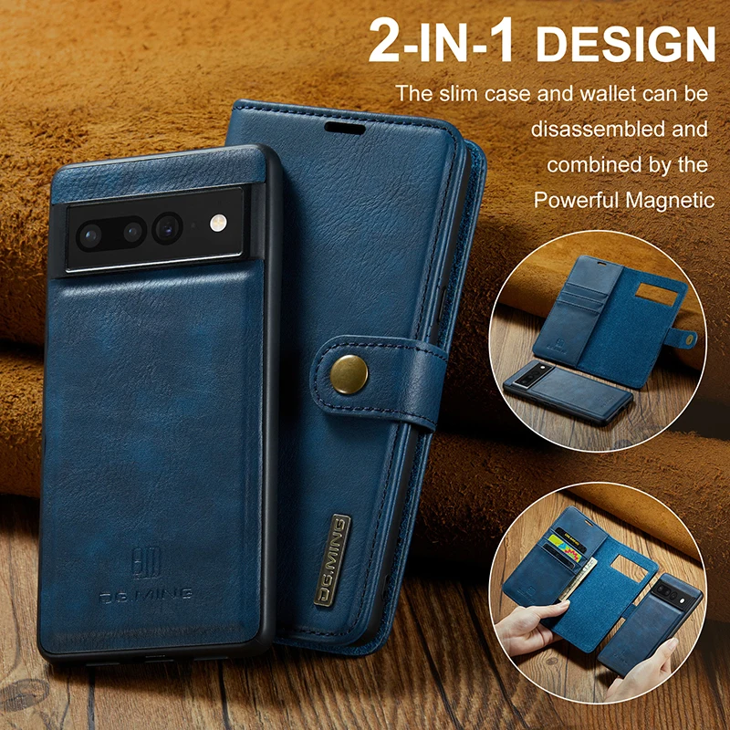 

Genuine Leather Phone Case For Google 7 Pro 6 6A Stand Flip Magnetic Leather Holster Cover Pixel 7pro 6pro Wallet Cases Coque