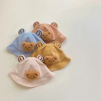 2022 spring baby bucket hat cute bear kids fisherman caps for girls boys soft corduroy child caps baby accessories