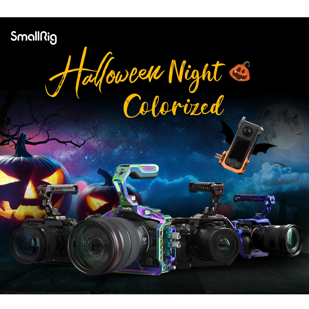 

Halloween Limited Edition SmallRig Black Mamba Camera Cage Kit with Handheld for Canon Sony FUJIFILM Nikon Insta360