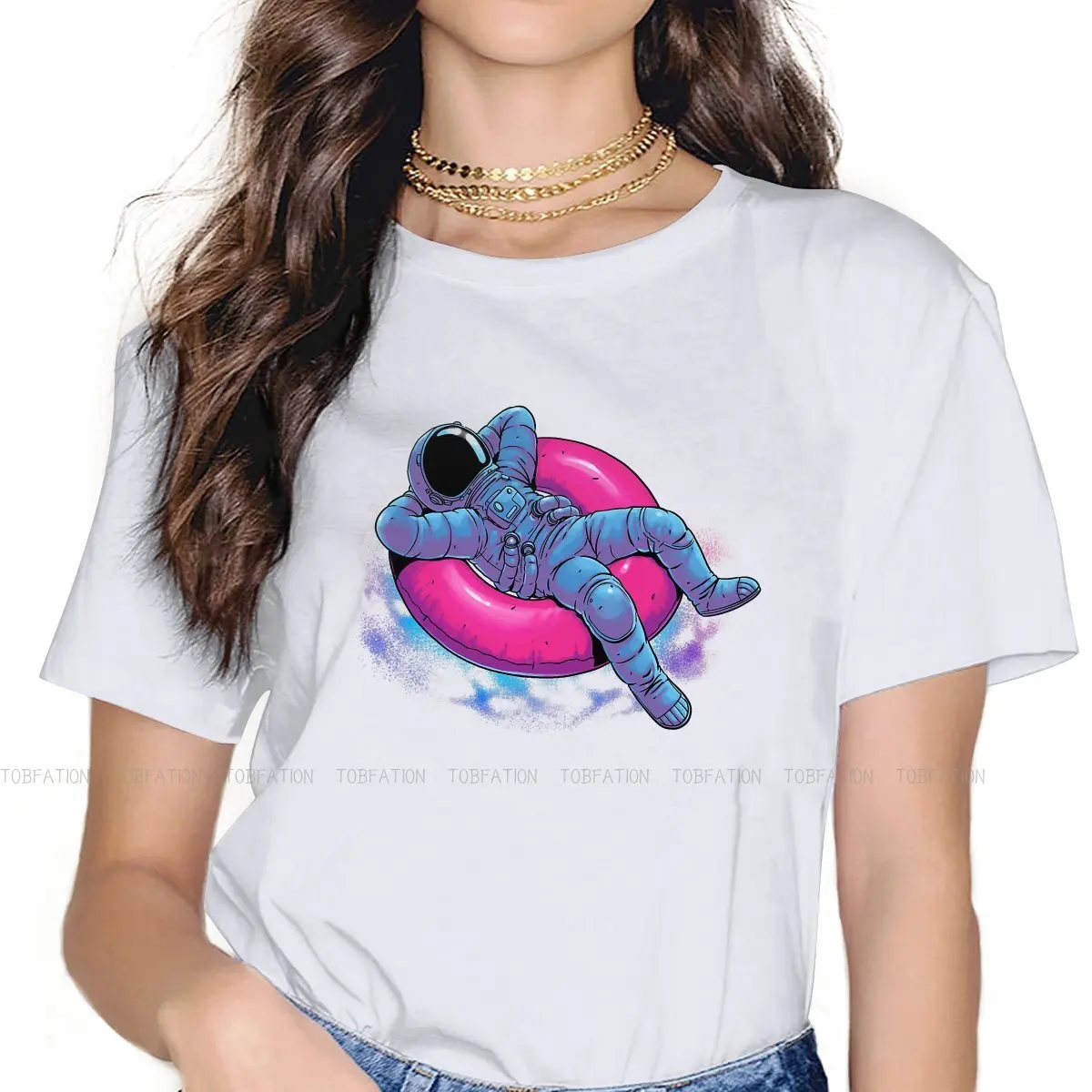 

Astronaut TShirt for Woman Girl Floating Dream Basic Tee T Shirt 5XL Trendy Fluffy