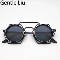 gothic round steampunk sunglasses men punk sun glasses for women retro high quality luxury brand vintage eyewear shades mirror