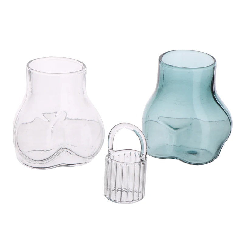 1:12 миниатюрная стеклянная ваза для кукольного домика имитация ягодиц полосатая