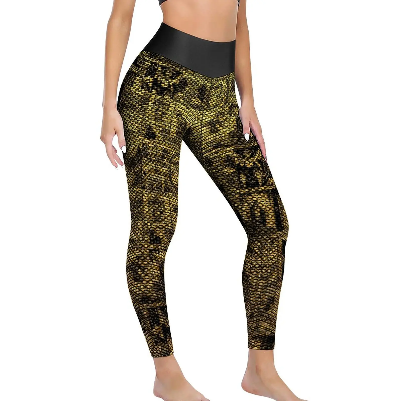 

Gold And Black Tarot Leggings Major Arcana Print Workout Yoga Pants Push Up Funny Leggins Sexy Stretchy Design Sport Legging