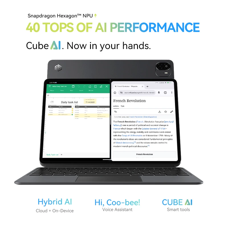 Планшет ALLDOCUBE Ultra Pad 13'' 2.8K 144Гц, Snapdragon 7+ Gen3, 18 ГБ ОЗУ, 256 ГБ ПЗУ, Android 15, 15000 мАч, Cube AI (art.: 3920d153df7f1) - 3920d153df7f1
