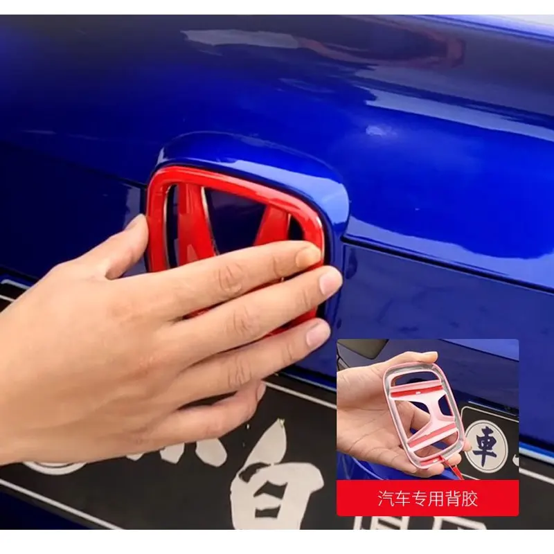 

For 2023 11th Generation Honda Accord Decorative Front Logo Sticker Black Red Color 1pc