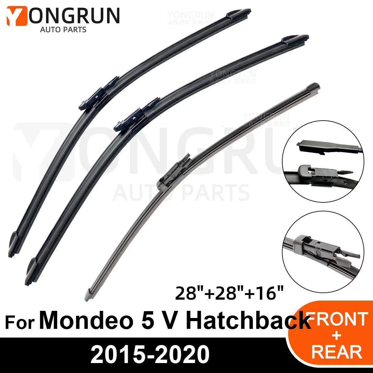 

Car Windshield Windscreen Front Rear Wiper Blade Rubber Accessories For Ford Mondeo 5 V Hatchback 28" 28" 16" 2015 - 2019 2020