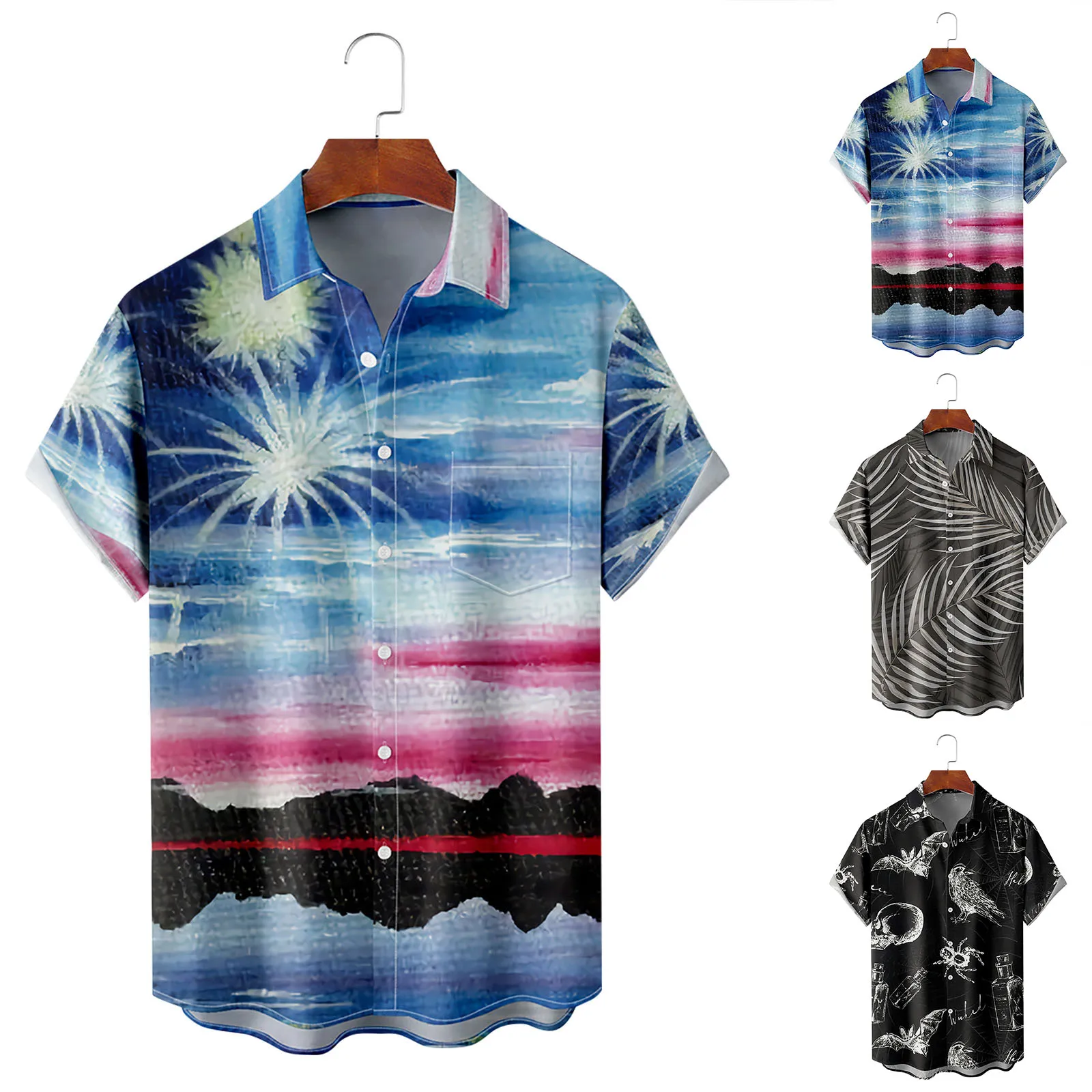 

Мужская Свободная Рубашка-Платье С 3D-принтом, весна-осень