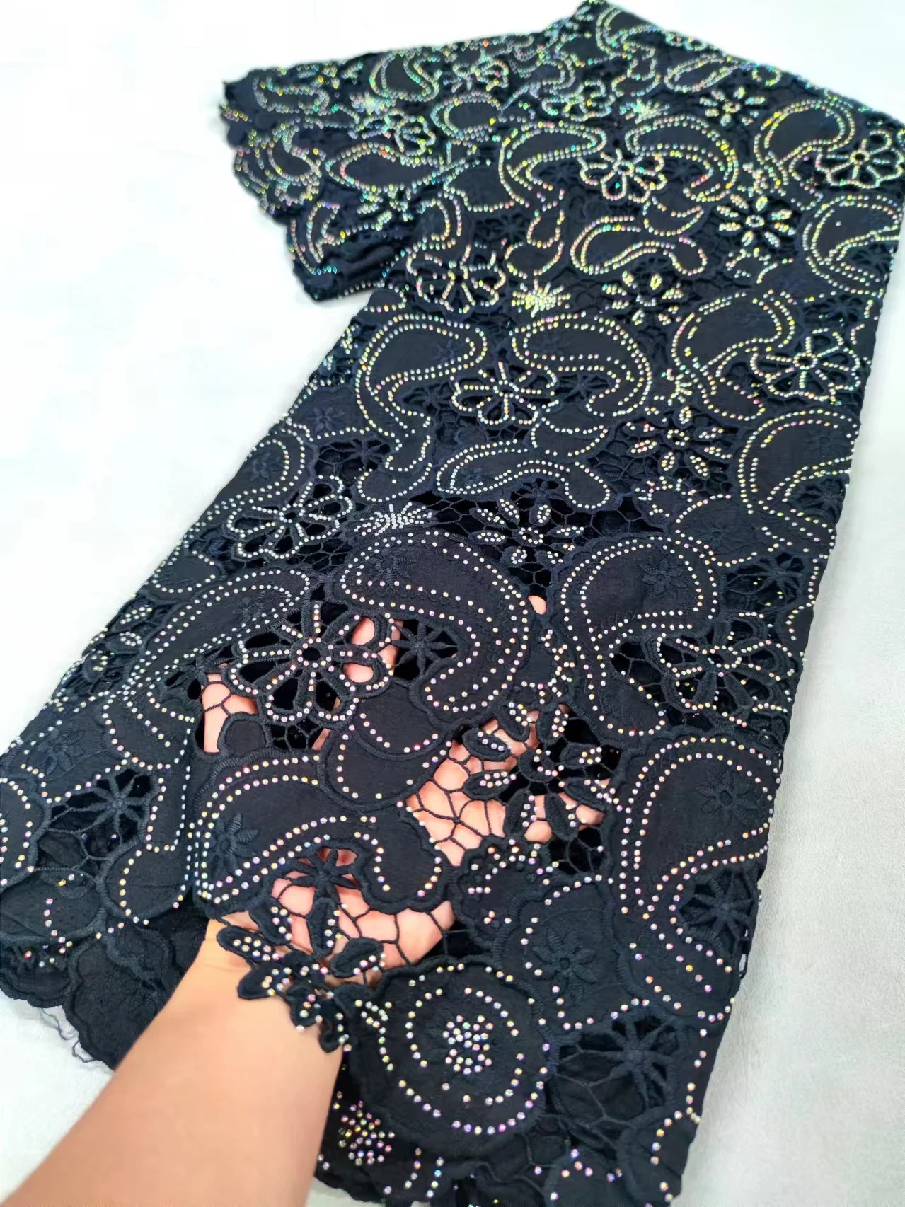 2024 африканская кружевная ткань с блестками нигерийская сетчатая 5 ярдов высокое