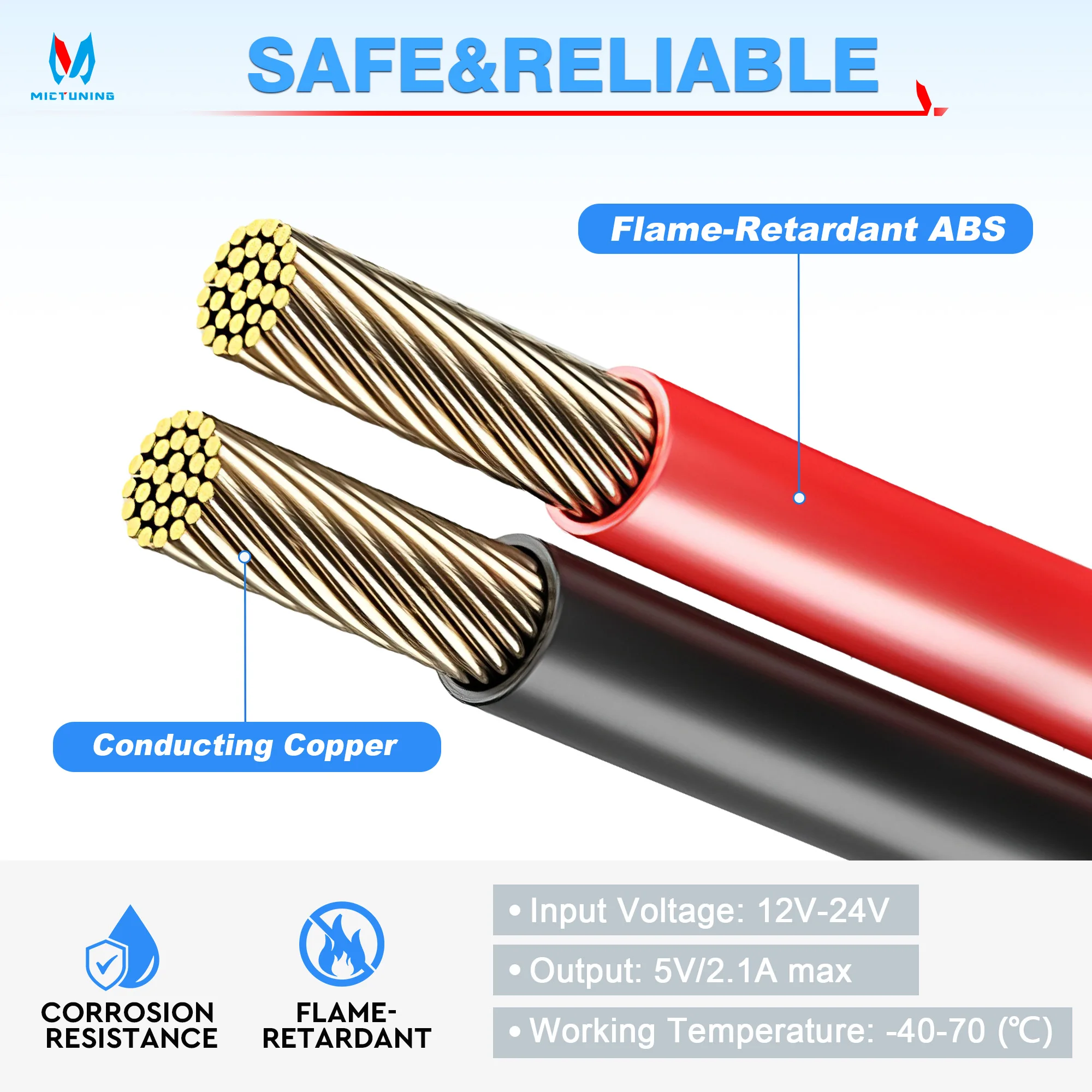 MICTUNING SAE-USB-кабель-адаптер SAE быстроразъемный 2 1 А водонепроницаемый USB-порт с