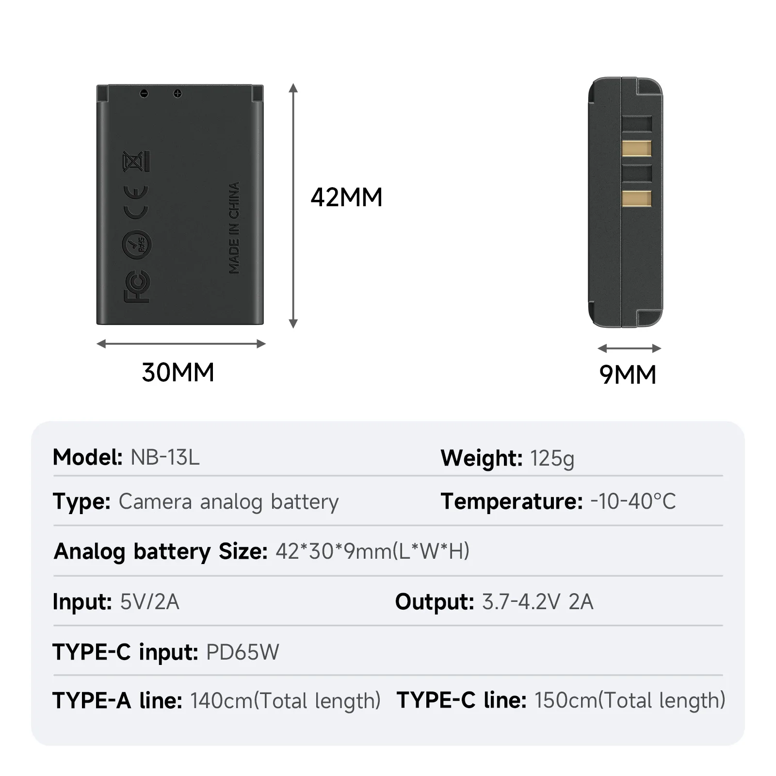 Аккумуляторная батарея PALO NB-13L NB13L USB/адаптер питания Type-C соединитель постоянного