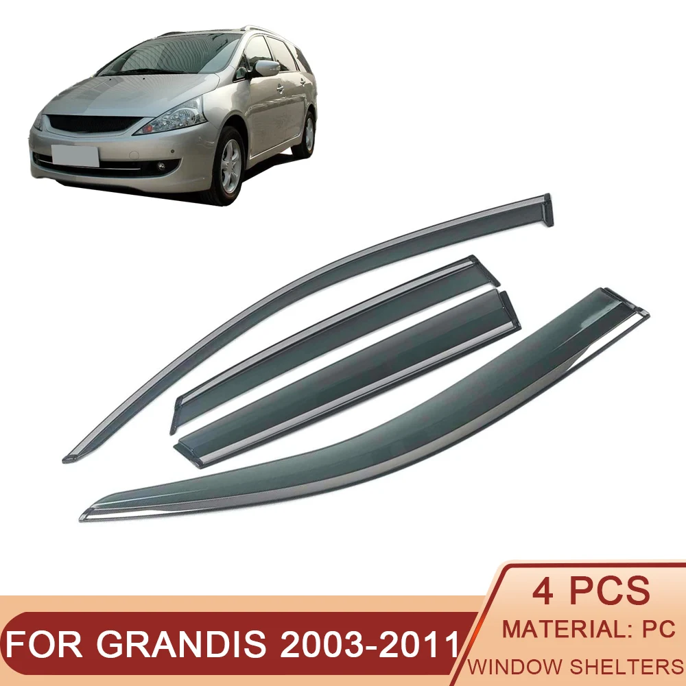 

For MITSUBISHI Grandis Space Wagon 2003-2011 Car Window Sun Rain Shade Visors Shield Shelter Deflector Cover Trim Frame Sticker