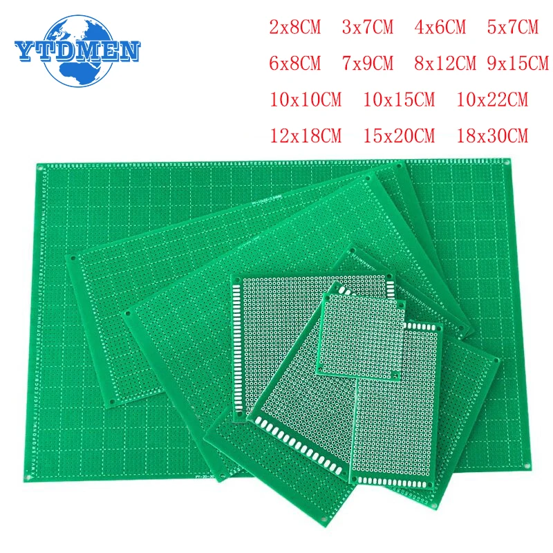 

1PCS Prototype PCB Board Protoboard 5x7cm 6x8cm 8x12cm 10x15cm Single Side Circuit Board Diy Universal breadboard for Arduino