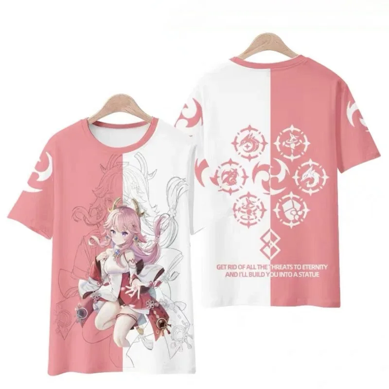 Yae Miko-Women's Genshin Impact 3D футболки игровые Уличная Повседневная одежда Camiseta extragrande Y2K