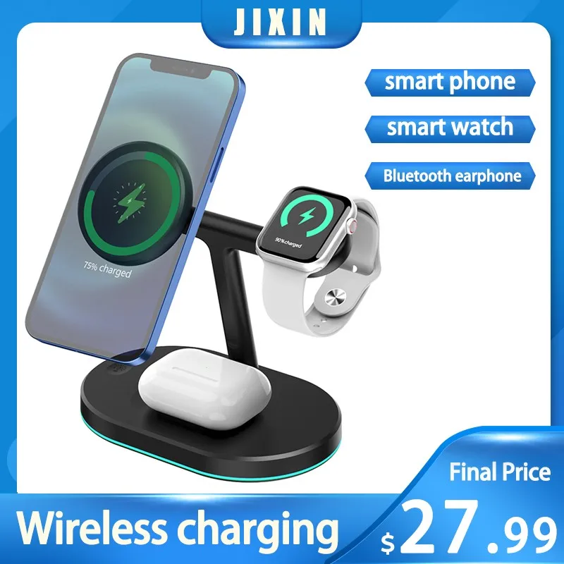 Беспроводное зарядное устройство 3 в 1 Совместимо с мобильными телефонами