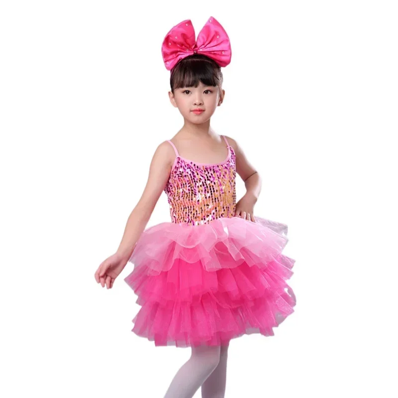 Детское платье принцессы Pengpeng с блестками для девочек одежда современных танцев