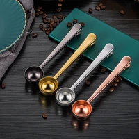 two in one coffee spoon stainless steel sealing clip kitchen gold accessories powder measuring tools good sealing multifunction