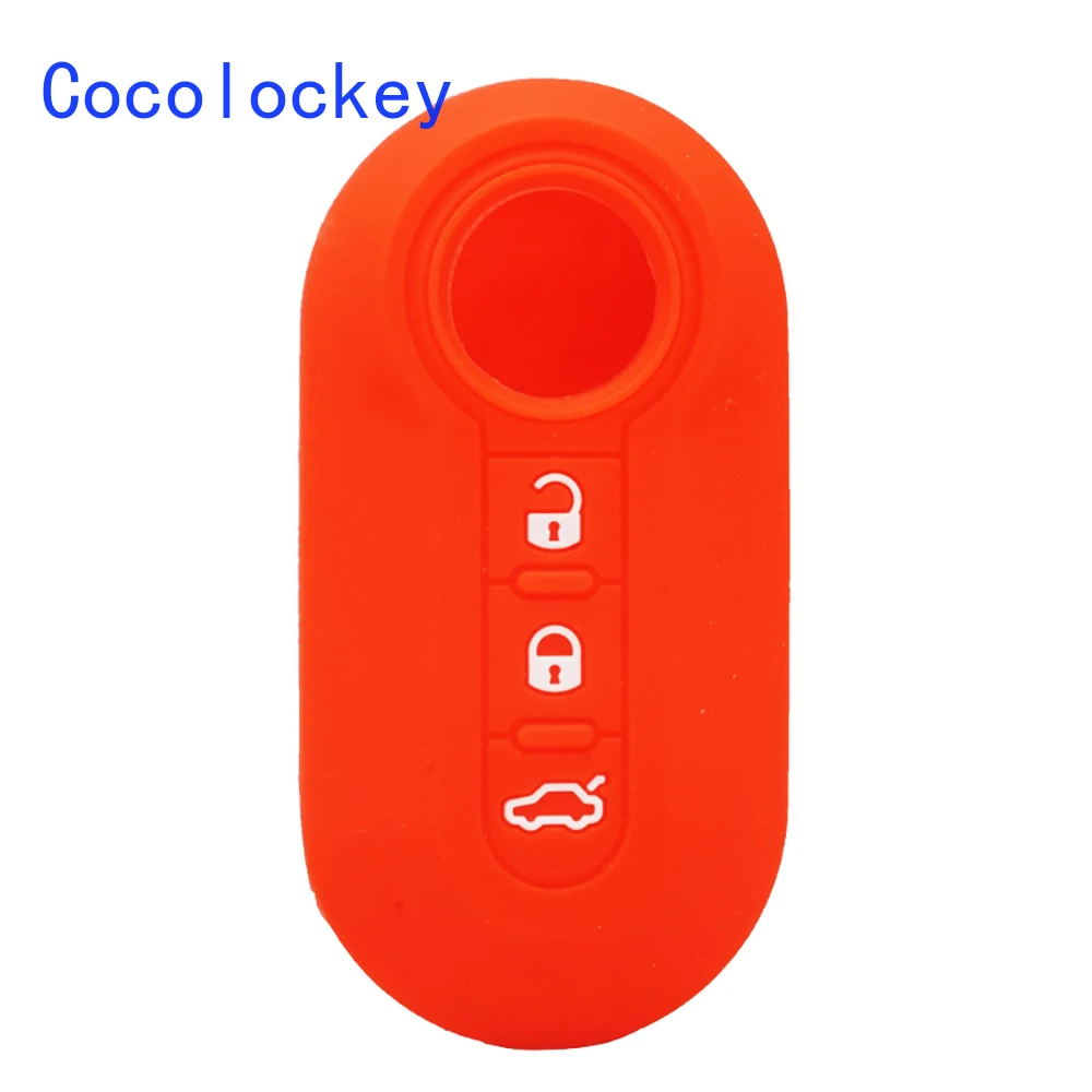 

Cocolockey Silicone Car Key Cover Case Holder for Fiat 500 Panda Punto Bravo 3 Buttons Flip Remote Key No Logo Car Accessories