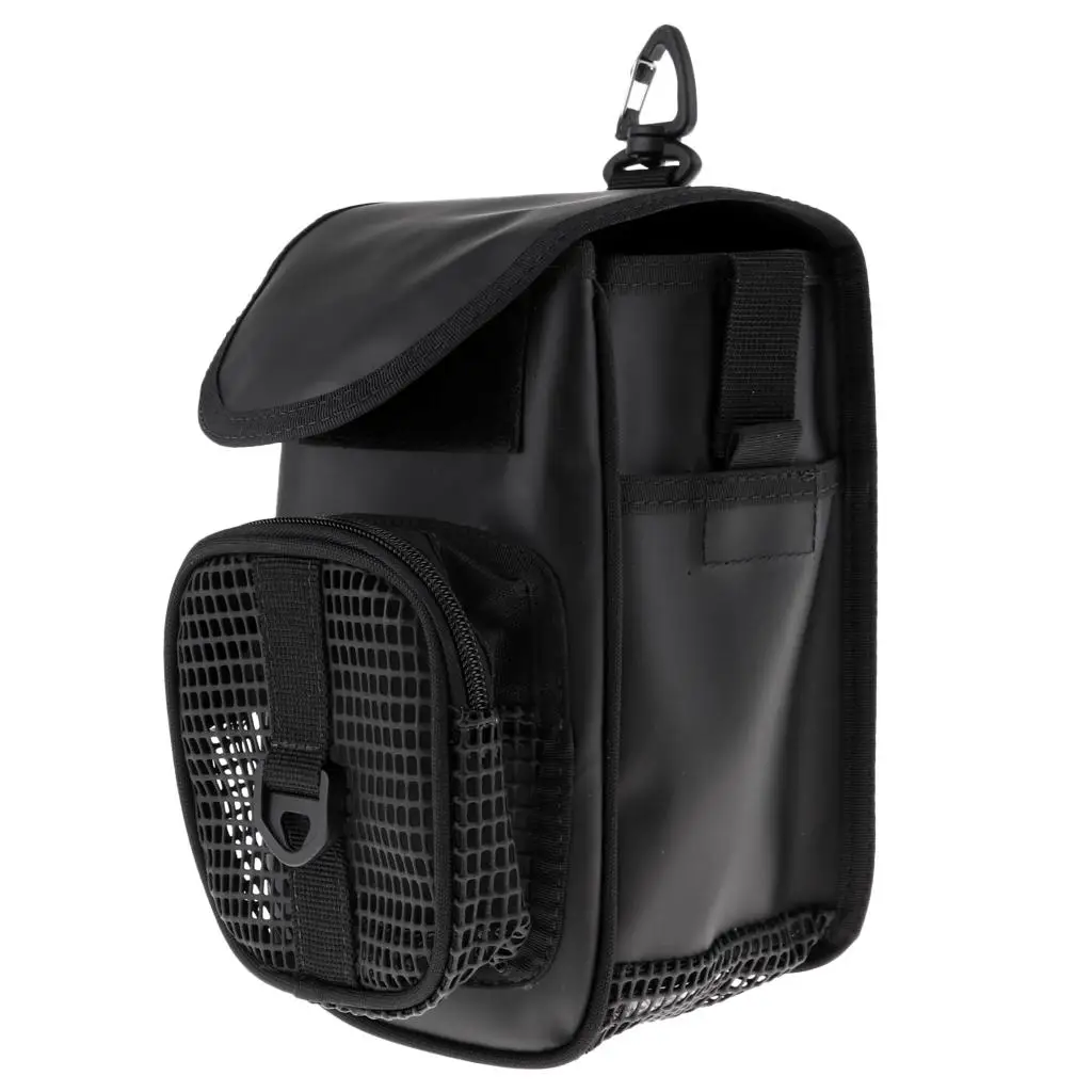 

Black Mesh Pouch for Scuba Diving BCD SMB and Dive Reel, Hook