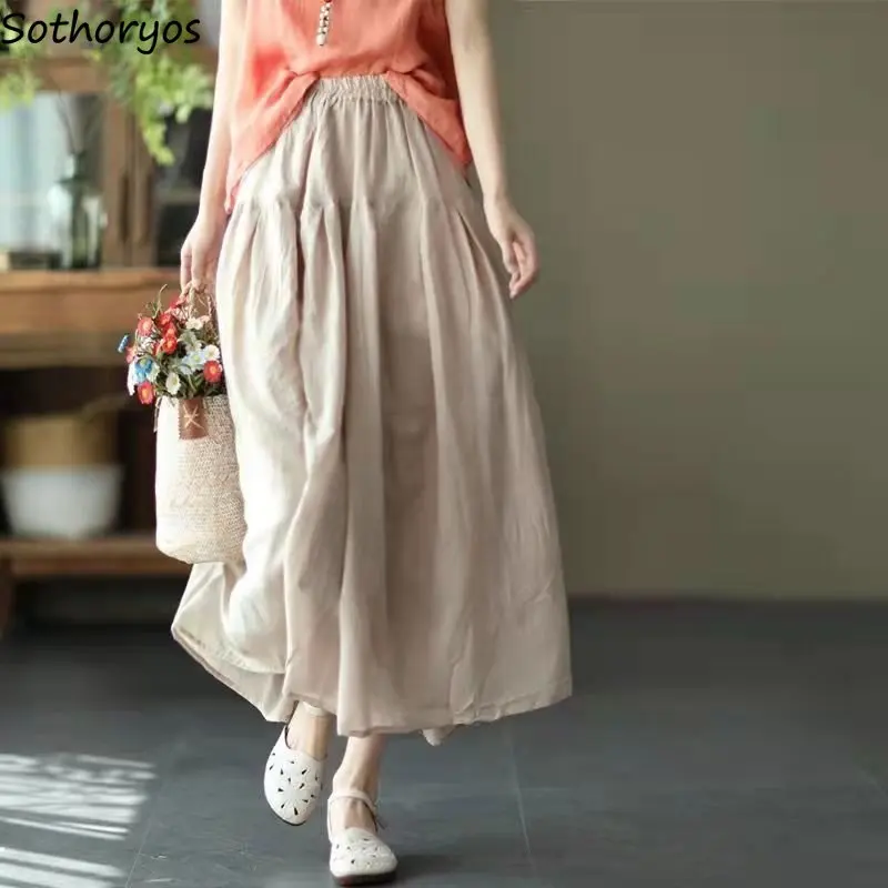 

Юбка женская со складками, 5 цветов, простой темпераментный уютный базовый винтажный универсальный дизайн, стильная женская юбка для отдыха в Корейском стиле