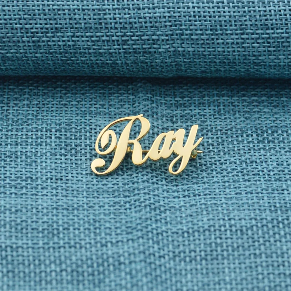 Stainless Steel Customized Name Brooch Gold Silver Rosegold Letters Pin Badges Brooch for Women Men Charm Banquet Accessories images - 6