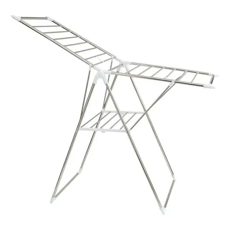 

Metal and Plastic Collapsible Drying Rack, Silver and Black Household Floor Drying Rack Stall Display Stand