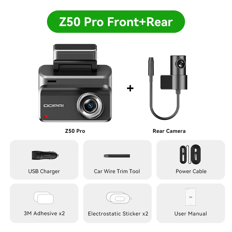 

2025 Новый видеорегистратор DDPAI Z50 Pro 4K Автомобильный видеорегистратор ночного видения Голосовое управление 5 ГГц Wi-Fi GPS ADAS 24 часа Поддержка режима парковки Задняя камера