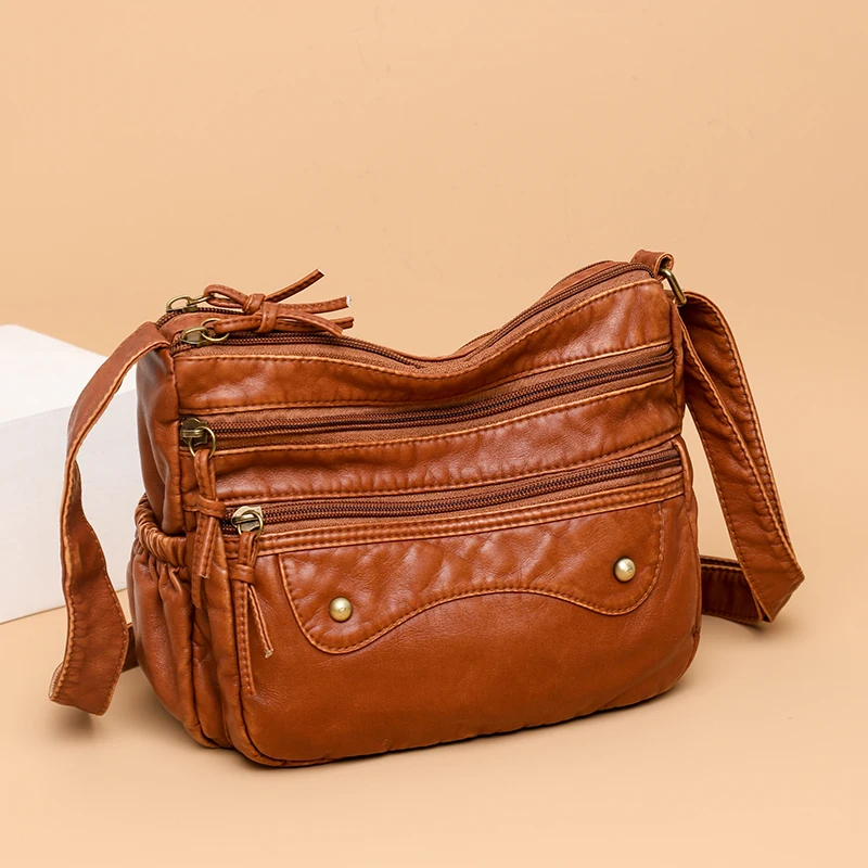 

Модная сумка-мессенджер с несколькими карманами, вместительные женские сумки на плечо, новинка 2023, высококачественные Женские Сумки из искусственной кожи с эффектом потертости