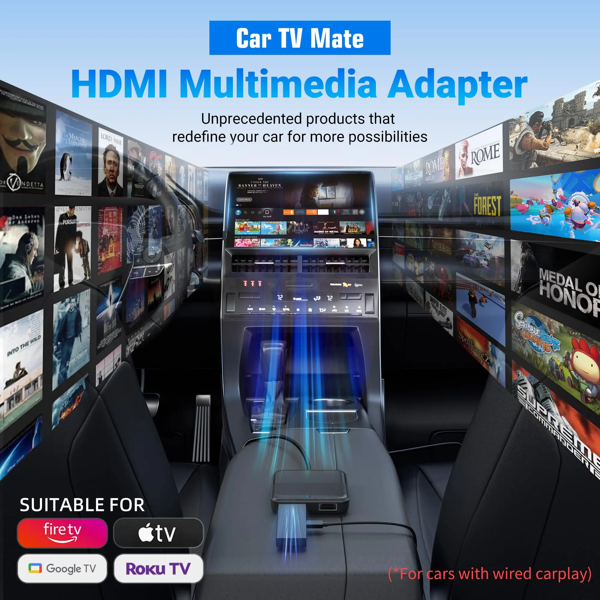 OTTOMOTION автомобильный ТВ Mate HDMI мультимедийный адаптер проводной в беспроводной