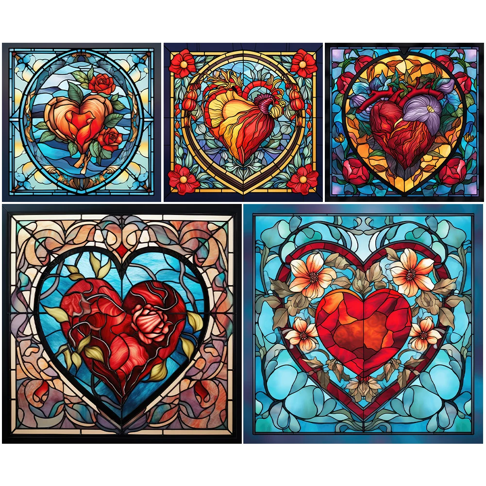 

30*30CM 5D DIY Stained Glass Abstract Full Round Drill Diamond Painting Kit Home Decoration Art Craft Mosaic Painting