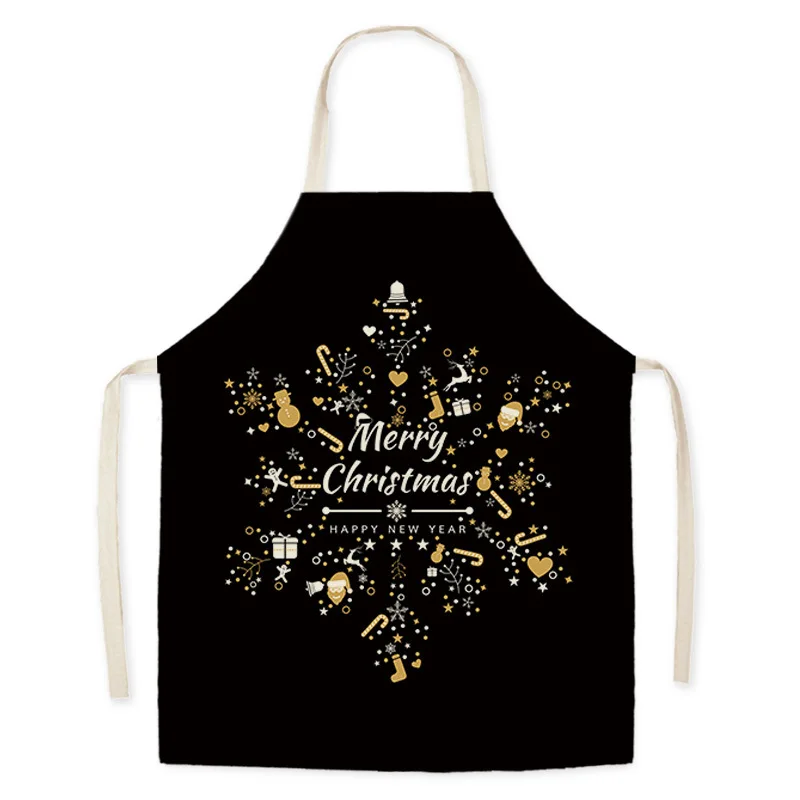 Фартук безрукавный из льна с узором "Подарок ёлки" и защитой от пятен для взрослых официантов в кухонных новых аксессуарах.