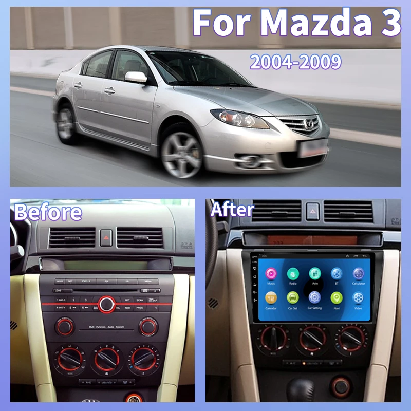 

Автомобильный радиоприемник на Android, 2din, 9 дюймов, Blutooth, Wi-Fi, GPS-навигация, головное устройство, сенсорный экран IPS, автомобильное радио для Mazda 3...