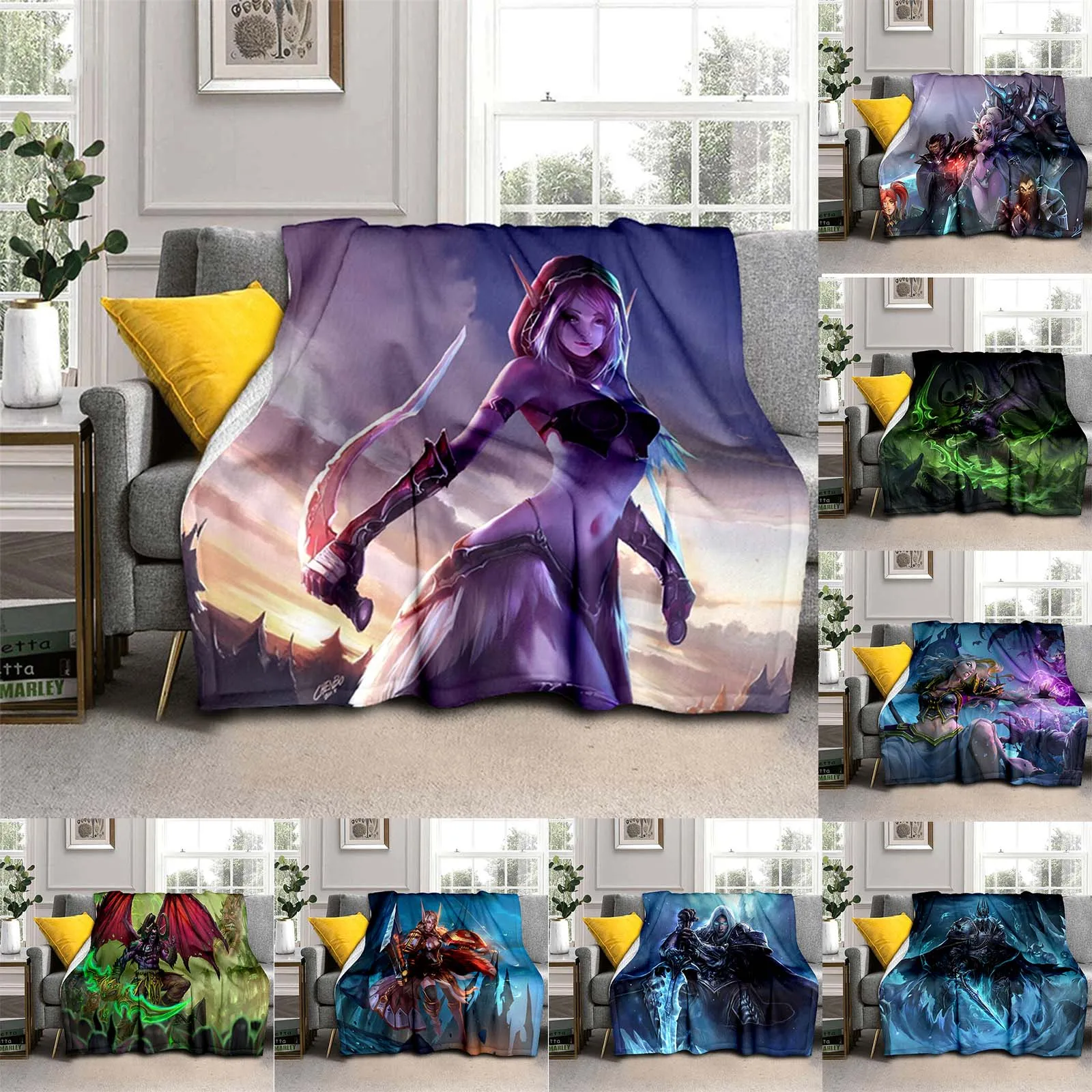 

Одеяло 3D World Warcraft с супергорящим принтом красоты, супермягкая фланель для творчества, подходит для дивана или кровати, одеяло для йоги