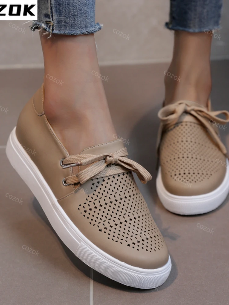 Flats Women Sports Shoes 2022 Summer Designer Sandals Sneakers New Lace-up Fad Breathable Hollow Soft Running Casual Women Shoes