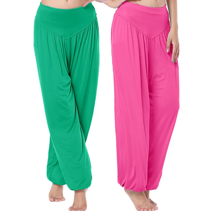 

Women Long Pants Harem Modal Dancing Trouses Wide Belly Dance Comfy Boho Fitness Harem Pants