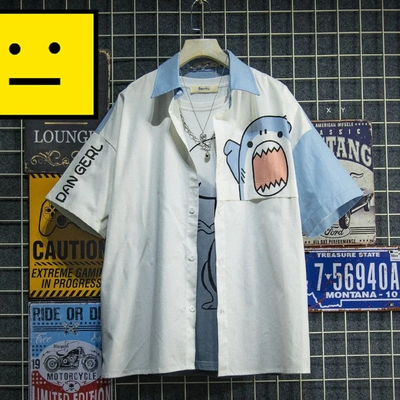 

Новая летняя мужская рубашка с коротким рукавом и принтом монстров