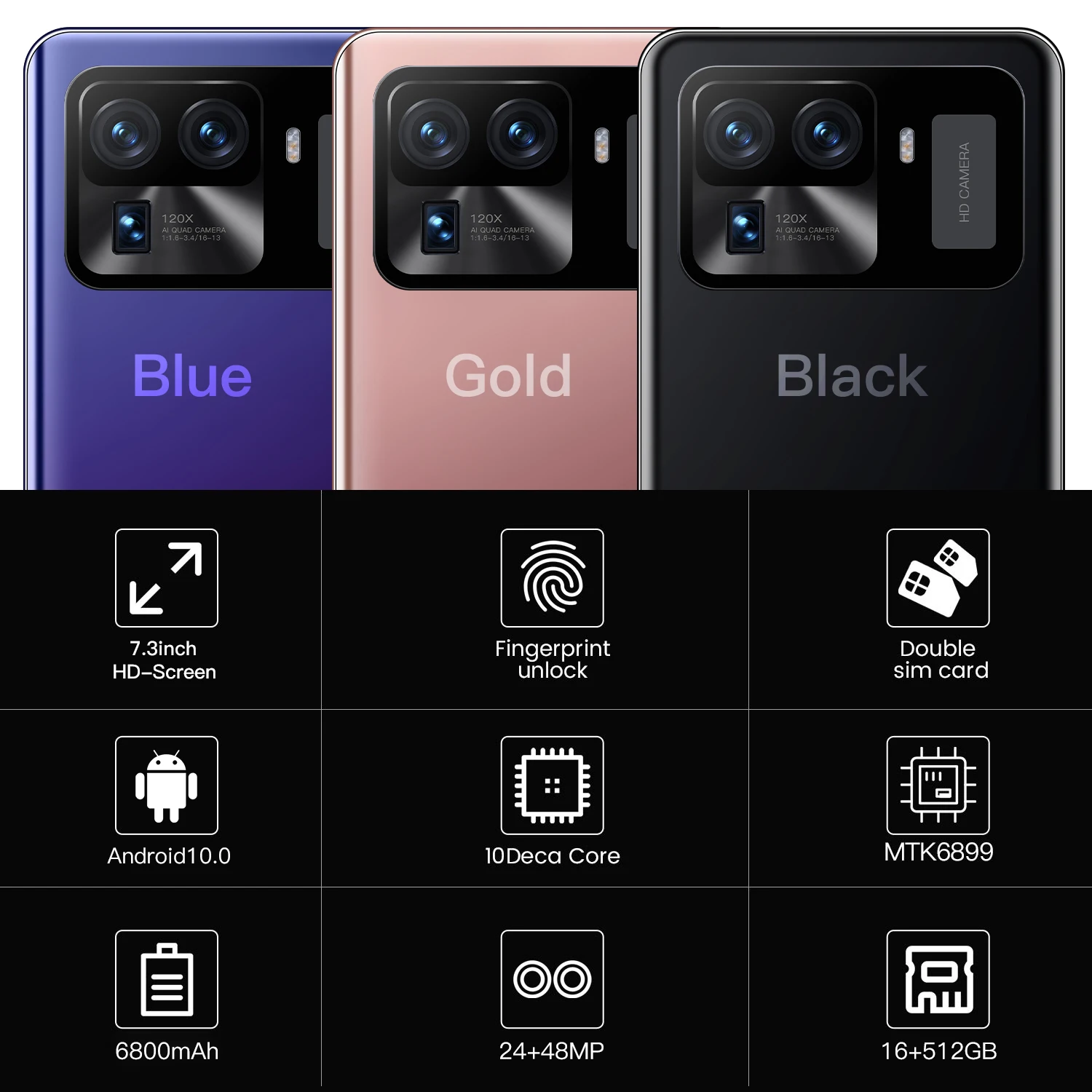 Смартфон глобальная версия X4 Pro 7 3 дюйма 6800 512 ГБ разблокированные мобильные