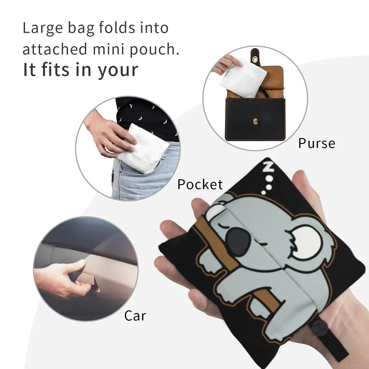 Сумка-тоут для покупок с забавным принтом милый ленивый коала медведь