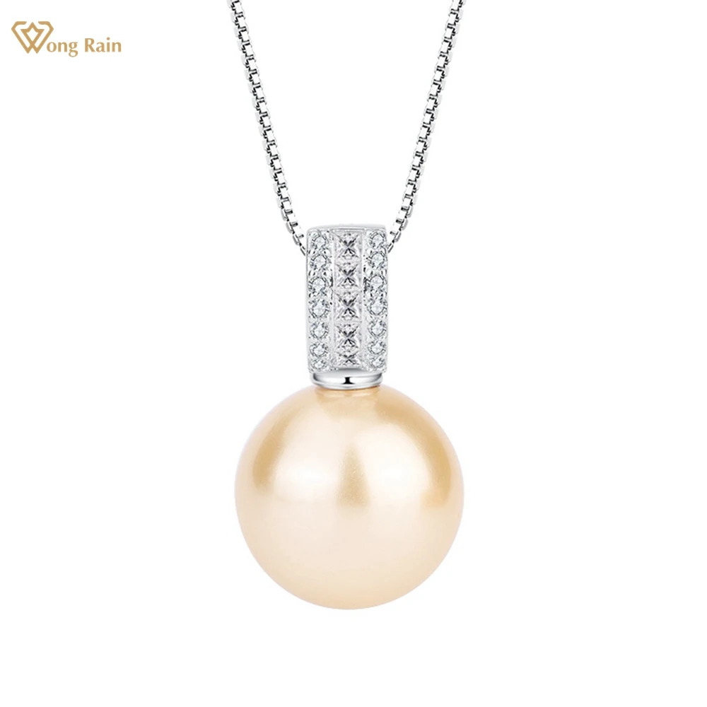 

Wong Rain классическое Твердое Серебро 925 пробы 16 мм жемчужное изумруд Белый сапфир драгоценный камень Женское Ожерелье Подвеска свадебное юве...