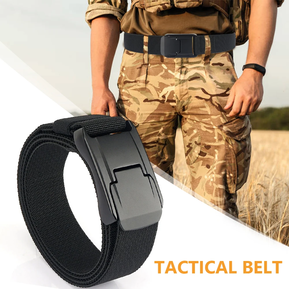 

Эластичный пояс для мужчин и женщин, пряжка из твердого сплава, прочный настоящий нейлоновый растягивающийся пояс для охоты, походов, военн...