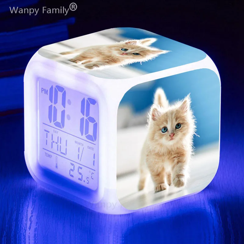 Student Bedroom Touch Sensing Wake Up Timer Pet Cat Desk Clock